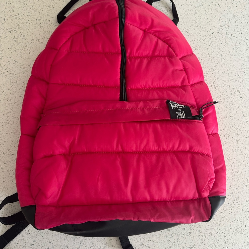 Superdry Puffer Middle Zip Montana Backpack, Padded Design, Middle Zip Hot Pink